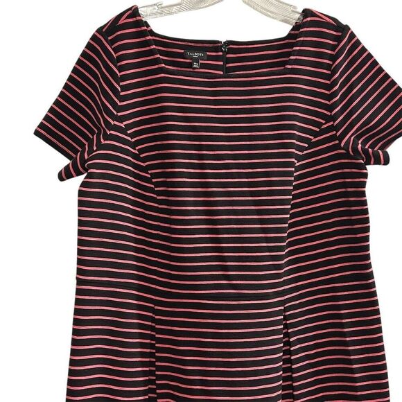 Talbots Women's Plus 14 A-Line Fit & Flare Stripe Dress Short Sleeve - Picture 7 of 16